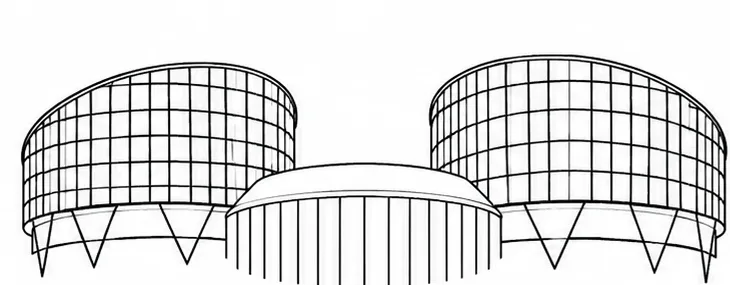 Dessin du Palais des droits de l'homme, Cour européenne des droits de l'homme